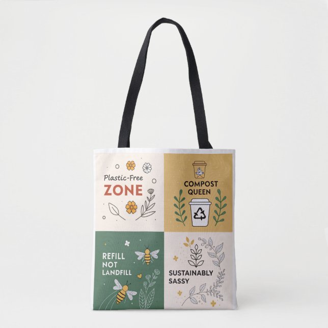 Tote Bag Zone sans plastique - Conception écologique (Devant)