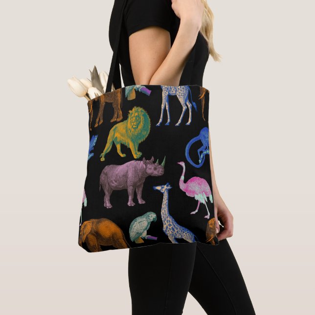 Tote Bag Zoo Animaux couleurs vives Pop Art Amoureux des an (De près)