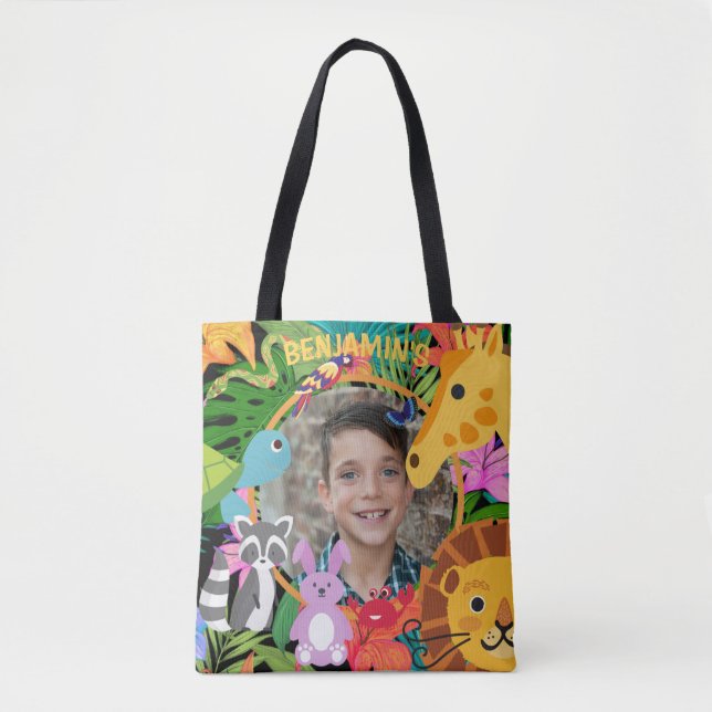 Tote Bag Zoo Wild Animal Jungle Safari Anniversaire de enfa (Devant)