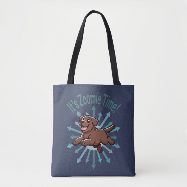 Tote Bag Zoomie Time Chocolate Lab (Devant)