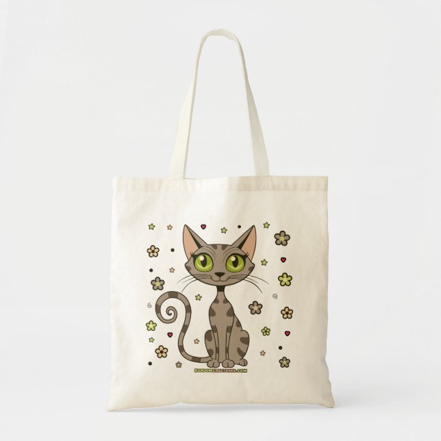 Tote Bag Zoomy Zara Floral Tabby Cat (Devant)