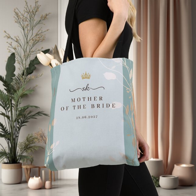 Tote Sac de Mère de la Mariée | Vert Sauge et Or (Créateur téléchargé)