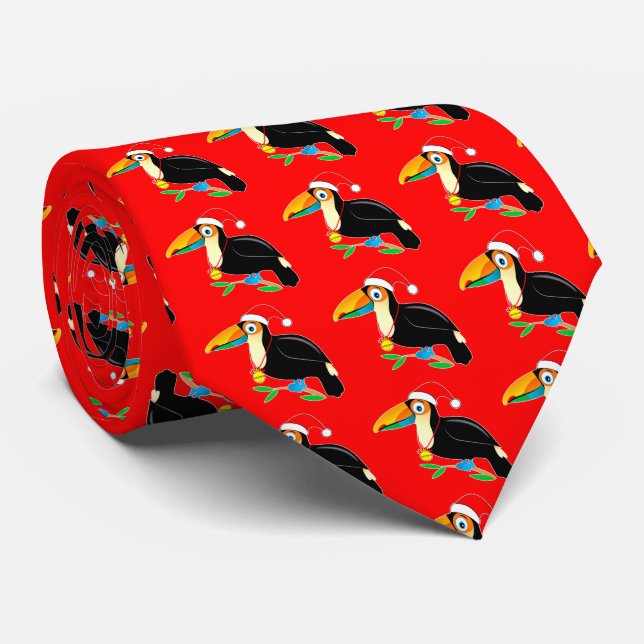 Toucan avec le Cravate de Santa Hat (Roulé)