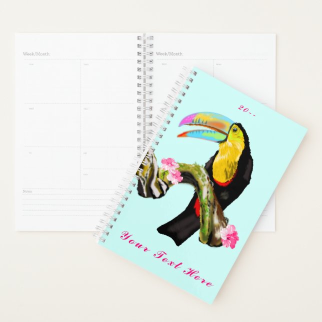 Toucan Bird Planner Texte personnalisé / Année (Devant avec enveloppe)