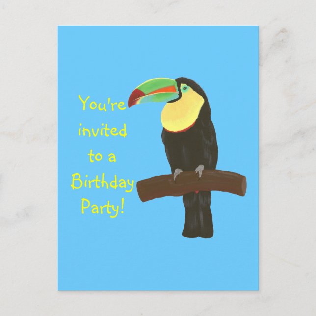 Toucan coloré Invitations d'anniversaire sur carte (Devant)