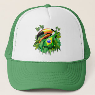Toucan de Toco avec des casquettes de drapeau du