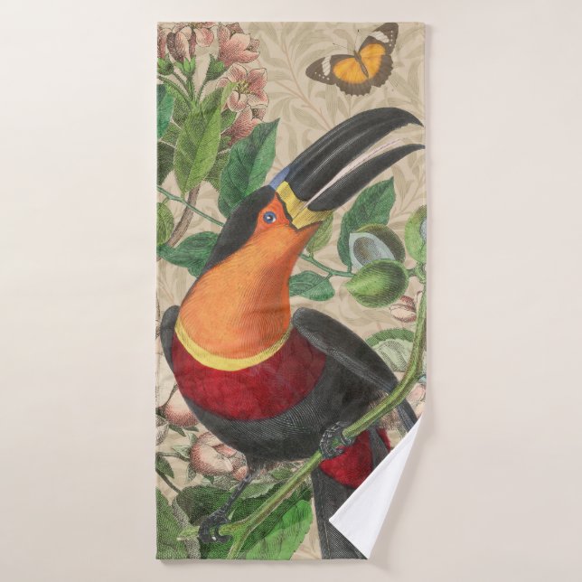 Toucan Jungle Oiseau Tropical Beau Antique (Serviette de bain)