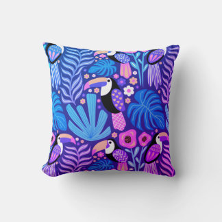 Toucan Tropical Bird Floral Imprimer Coussin