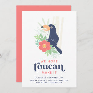 Toucan Tropical Palm Feuilles Invitation d'anniver