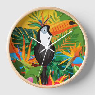 Toucan Tropical Rainforest Horloge murale