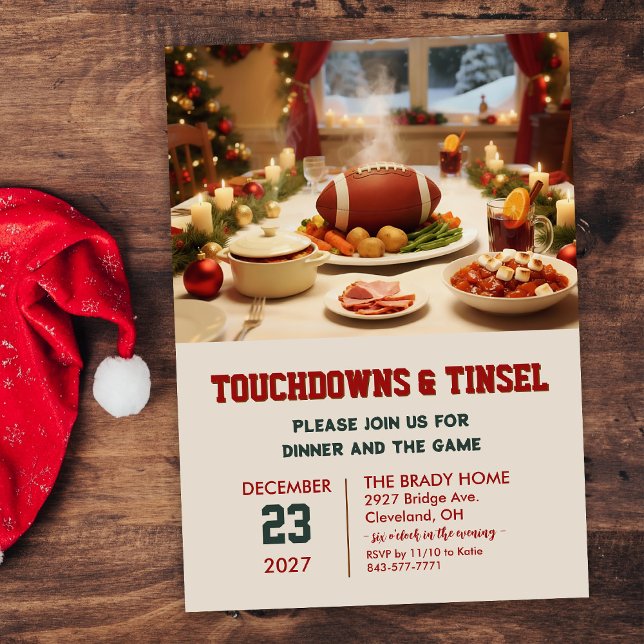 Touchdowns and Tinsel Dinner Invitation (Créateur téléchargé)