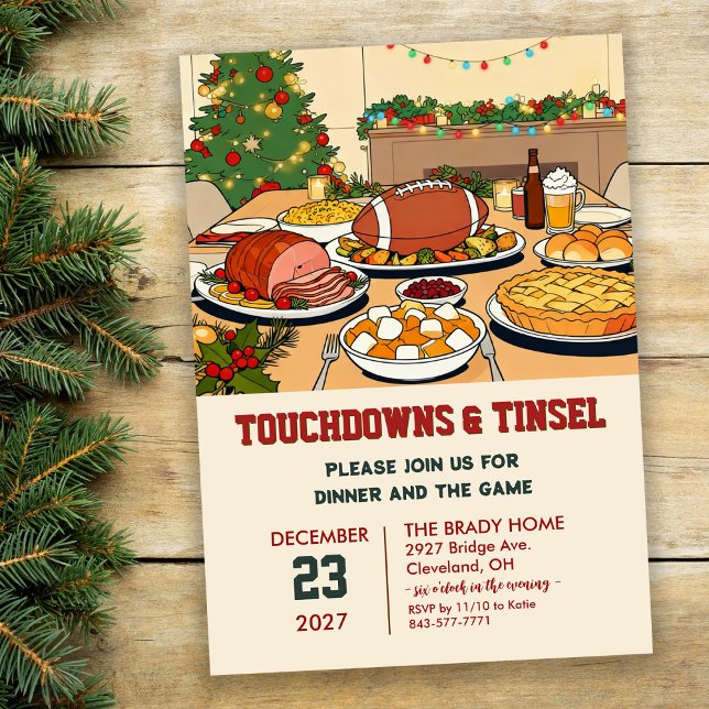 Touchdowns and Tinsel Dinner Invitation (Créateur téléchargé)