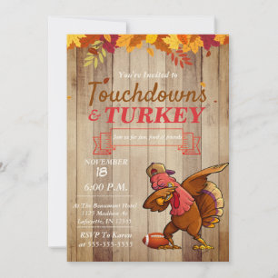Touchdowns et Turquie Thanksgiving Invitation