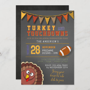 Touchdowns et Turquie Thanksgiving Jour Invitation
