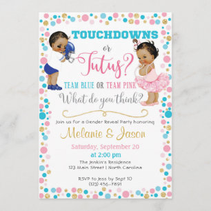 Touchdowns ou Tutus Gender Reveillez Invitation