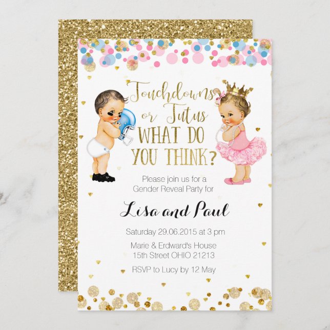 Touchdowns ou Tutus Genre Invitation à la révélati (Devant / Derrière)