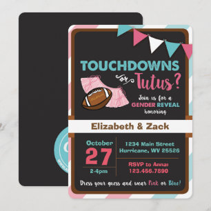 Touchdowns ou Tutus Genre Reveal Invitation