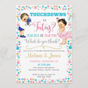 Touchdowns ou Tutus Genre Reveal Invitation