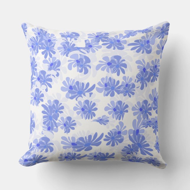 Touche Tranquille : Coussin Décoratif à Motif Bleu (Recto)