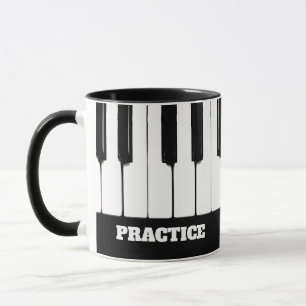 Touches de piano "Pratiquer" Mug de texte personna
