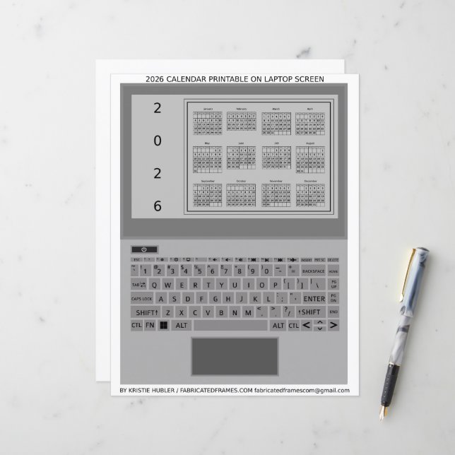 Touches de portable argent Calendrier 2026 Feuille (Devant/Arrière en situation)