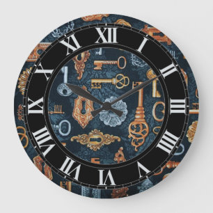 Touches Steampunk et trous de clé Motif Horloge mu