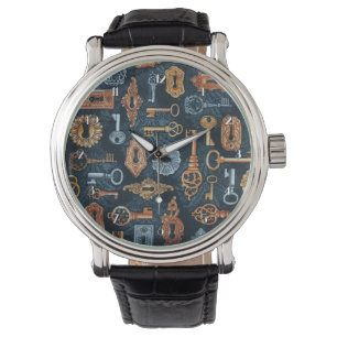 Touches Steampunk et trous de clé Motif Montre poi