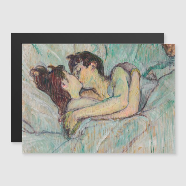 Toulouse-Lautrec - En Lit, Carte Magnétique Baiser (Devant / Derrière)