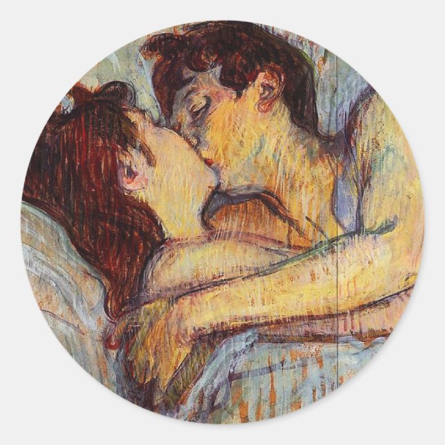 Toulouse-Lautrec En Lit Stickers Baiser (Devant)