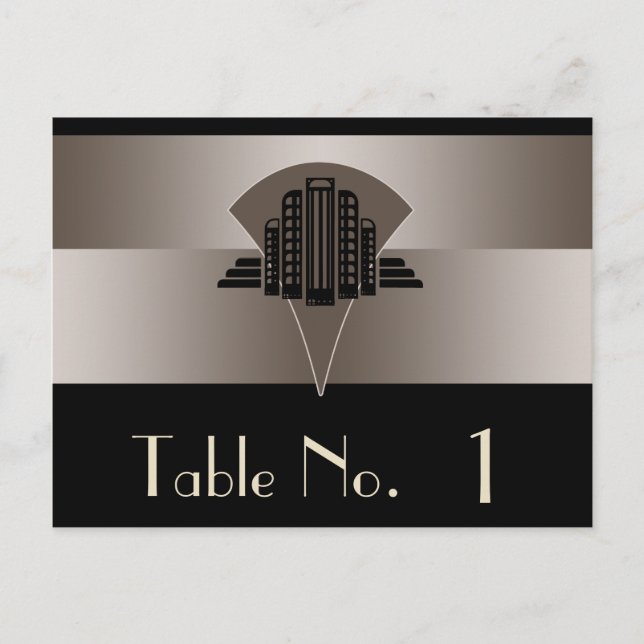 Tour Art Déco Noir et Bronze Numéro de table (Devant)
