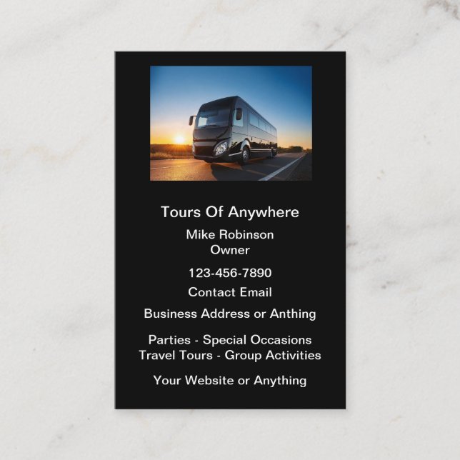 Tour Cartes de visite de bus de location (Devant)