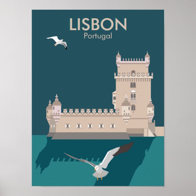 Tour de Belem de Lisbonne dans le style poster vin (Devant)