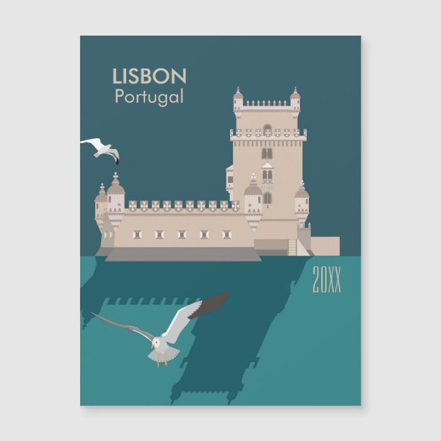 Tour de Belem de Lisbonne dans le style poster vin (Devant)