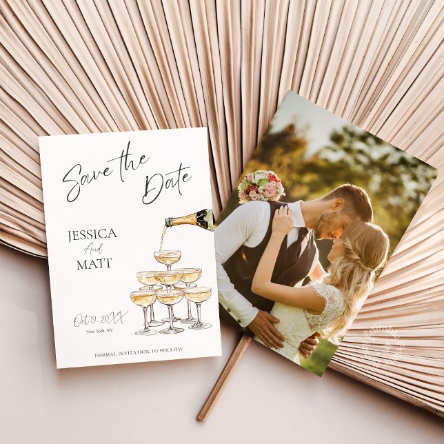 Tour de champagne Élégante pour Save the Date avec (Créateur téléchargé)