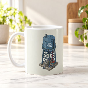Tour d'eau de ville isométrique Mug Rétro