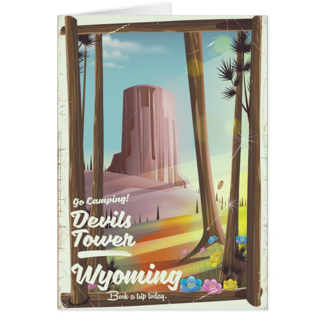 Tour Devils Tower, Wyoming vintage Camping. (Devant)
