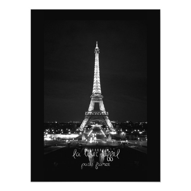 Tour Eiffel à la nuit B&W Photographie Imprimer (Devant)
