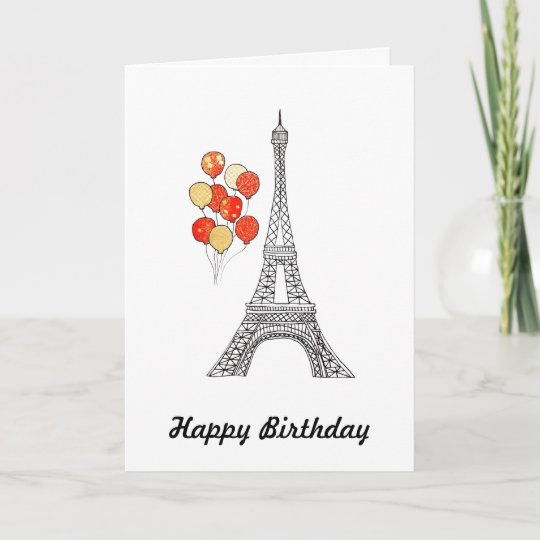 Tour Eiffel Avec Des Ballons Carte D Anniversaire Zazzle Fr