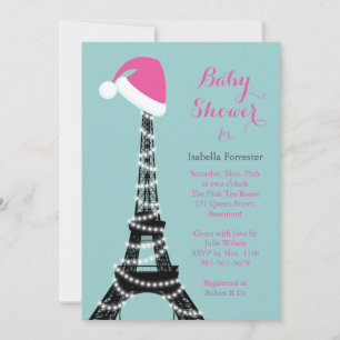 Tour Eiffel Baby shower Invitation turquoise