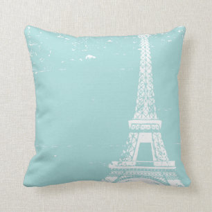 Tour Eiffel bleu Coussins personnalisés en coton