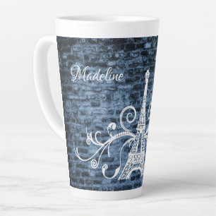 Tour Eiffel bleu Grunge Latte Mug