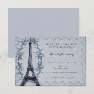 Tour Eiffel Bleu Invitation de douche nuptiale