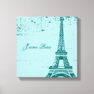 Tour Eiffel bleue Toile d'art enveloppée