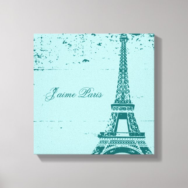Tour Eiffel bleue Toile d'art enveloppée (Recto)
