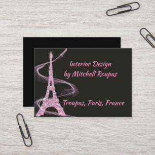 Tour Eiffel carte de visite en diamants roses Faux
