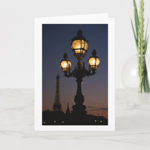 Tour Eiffel Carte de voeux pliée en blanc