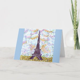 Tour Eiffel Carte de voeux Pointillism