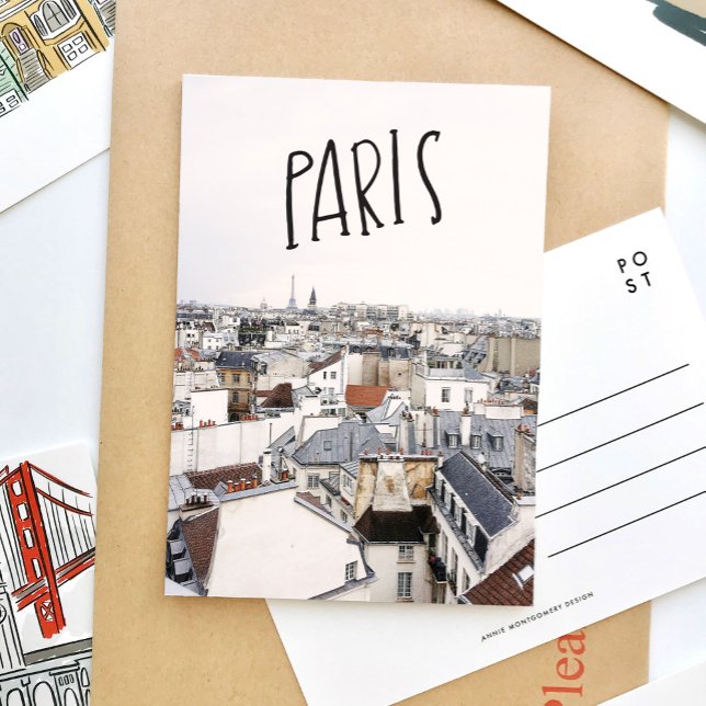 Tour Eiffel Carte Postale Lettre Manuscrite Paris (Lettering and photography Paris travel postcard.)