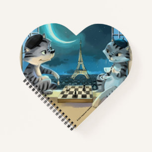 Tour Eiffel Chats - Carnet en forme de cœur de nui
