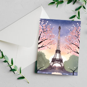 Tour Eiffel en fleurs Carte aquarelle Paris France